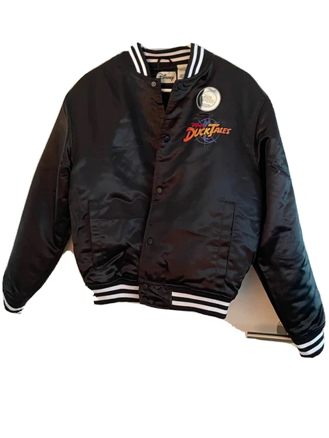 2022 Disney D23 Expo Ducktales Black Satin Retro Bomber Varsity Jacket Small