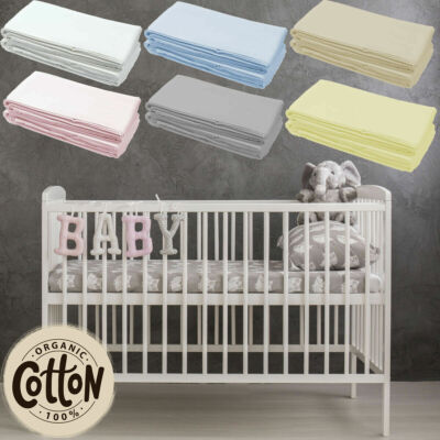 Lollipop Lane Collection Lit bébé Drap housse en Jersey 100% Coton Bleu Pack de 2 