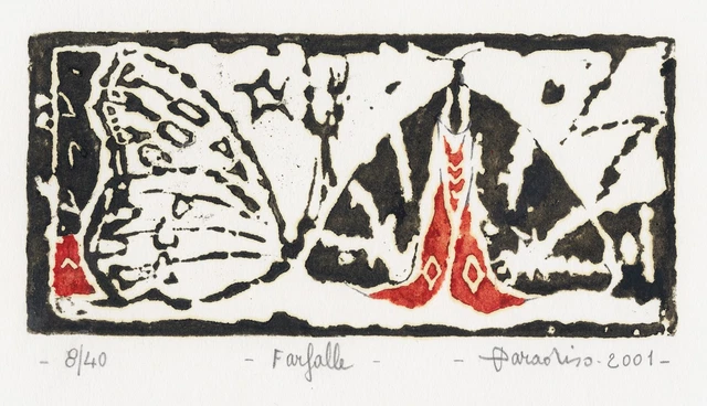 PARADISO MARIO    "FARFALLE" 2001   XilografiaTiratura  esemplari 40