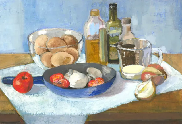 Anne Williams - 20th Century Acrylic, Still Life with Blue Pan II