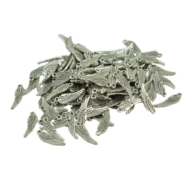 100 Stück Großhandel Antik Silber Engelsflügel Lose Bead Charms Anhänger