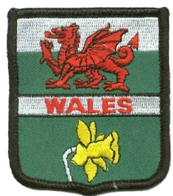 Wales Welsh Cymru Dragon & Daffodil World Embroidered Patch Badge