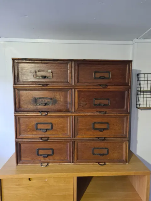 Stolzenberg Antique Oak Filing Cabinet Drawers 2X4 Units Unrestored Original