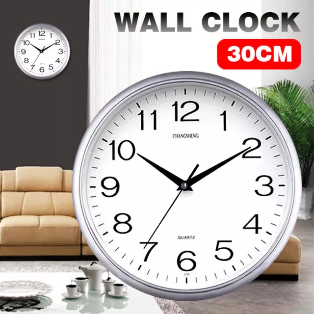 Wall Clock Quartz Round Wall Clock Silent Non Ticking Battery Operated 12 Inch