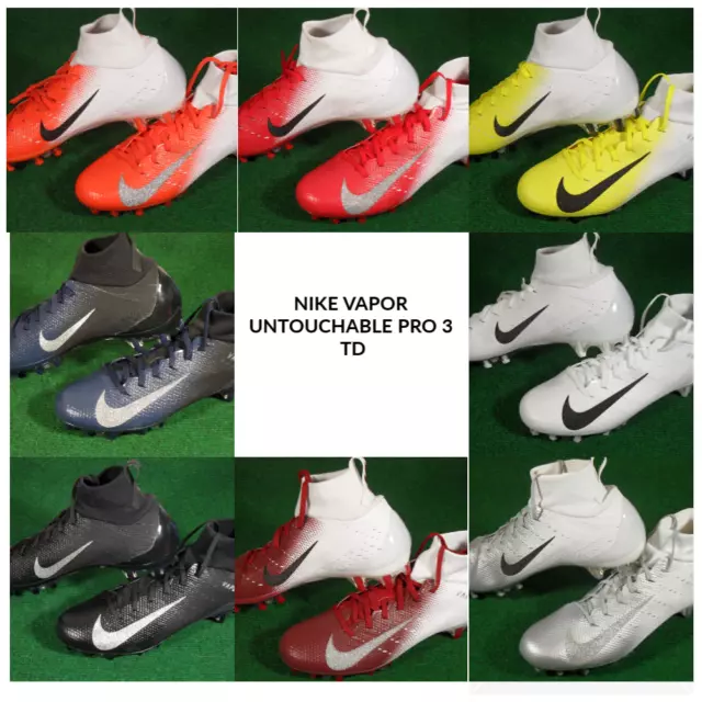 New Mens Nike Vapor Untouchable Pro 3 TD Football Cleats Black White Silver NFL