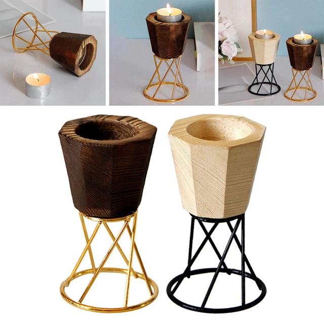 Portavelas de madera portavelas luz de té chimenea fiesta candelabro