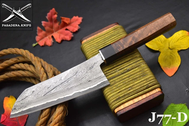 Custom San Mai Damascus Steel Chef Knife Handmade,Walnut & Horn Handle (J77-D)