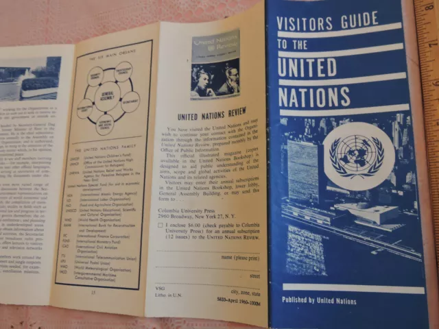 RARE 1960 New York City NYC UNITED NATIONS UN Guide Brochure COLD WAR RUSSIA