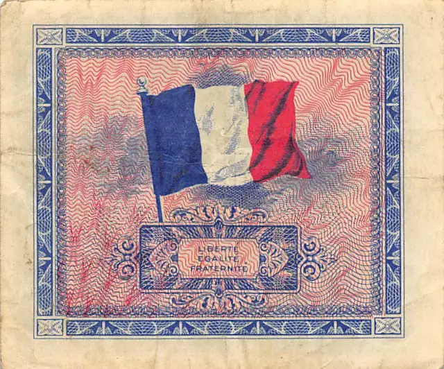 France  2  Francs  Series of 1944  WWII Issue Plate 2  Circulated Banknote Mea81