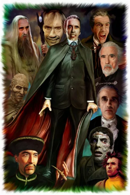 christopher lee hammer horror a5. original print.artwork.by paul winters