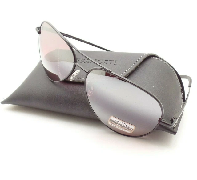 Serengeti Carrara 8454 Satin Black Sedona 59 New Sunglasses Authentic