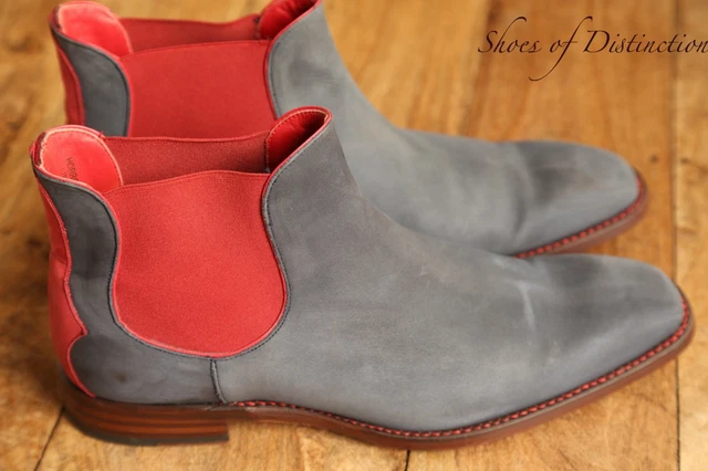 JEFFERY WEST BLUE Red Nubuck Leather Chelsea Boots Shoes Mens UK 8 US 9 ...