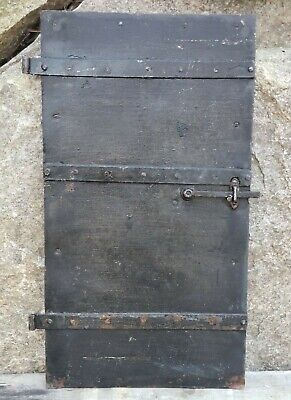 Antique Metal Clad Small Door Strap Hinges Lift Latch Hand Planed