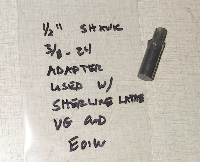 1/2" Round Shank Arbor with 3/8"24 Threads used w/ Sherline Lathe E01W
