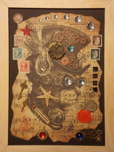 Steam Punk Art -  Reliefbild im Holzrahmen - F11 - Unikat Handgefertigt Original