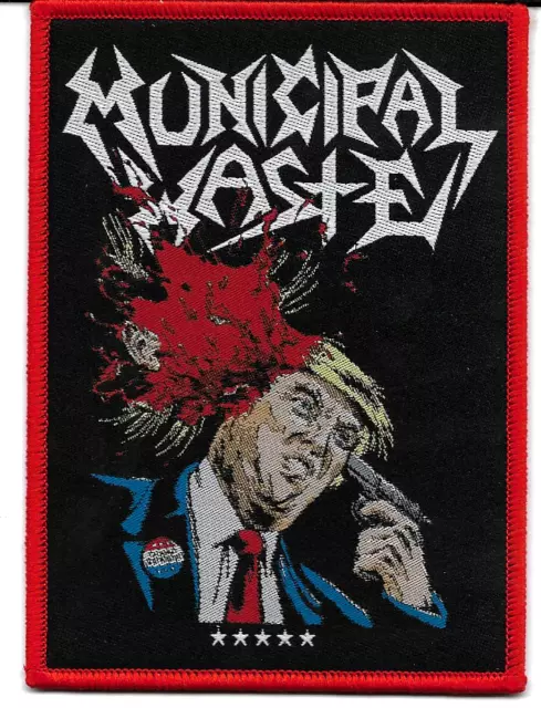 Municipal Waste-Walls Of Death-Woven Patch-Red Borders