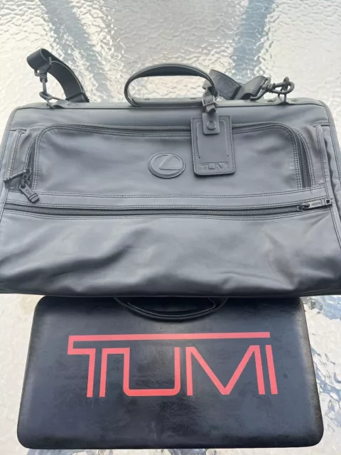 Tumi Nappa Leather Black 21” Carry on Trifold Garment Bag Lexus pebble beach NOS