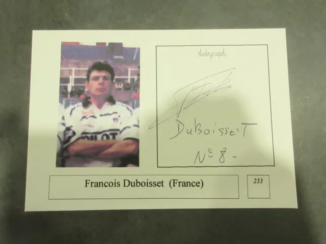 Autographe Francois Duboisset  sur carte Rugby 4