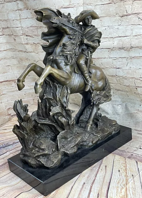 Statue Sculpture Horse Napoleon French Style Bronze Signed Marble Base Figurine