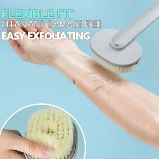 Soft Bristles Shower Brush Squeeze-Liquid Long Handle Back Cleaning Scrubber TQ