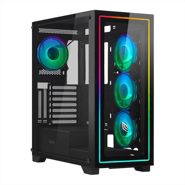 Case PC Noua Orizon M111 - Middle Tower Gaming Con Vetro Temperato E 3 Ventole ARGB, Bianco - Foto 6