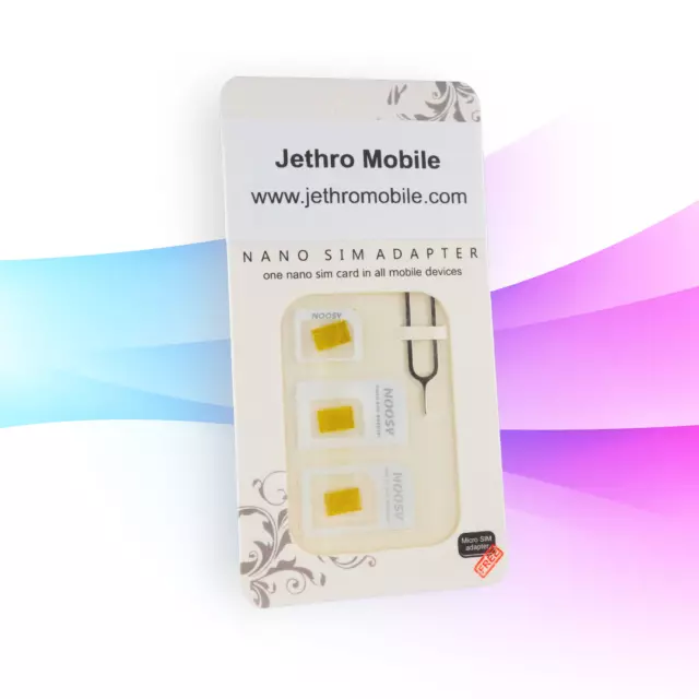 Jethro SIM Card Adapter 4 in 1 Nano Micro Mini SIM Card Adapter Kit Converter