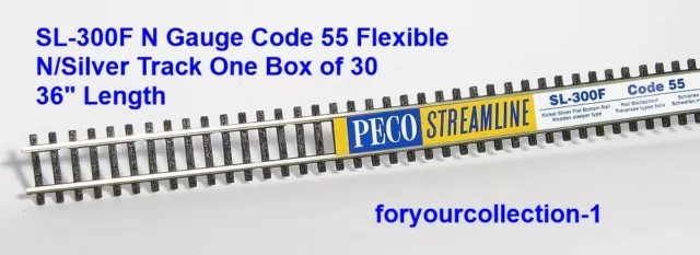 PECO SL-300F N Gauge Code 55 Flexible N/Silver Track One Box of 30 36" Length