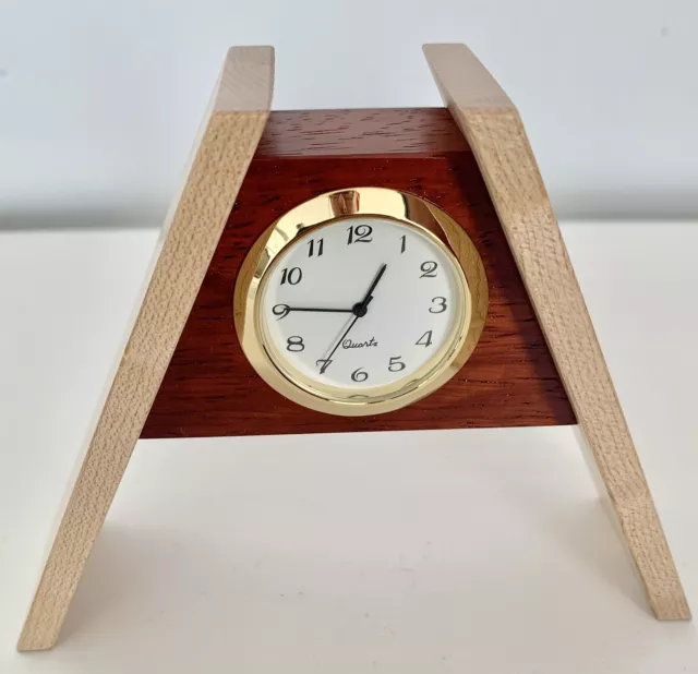 Mikutowski Woodworking Clock Birdseye Maple & Paduak (Africa) 3.5”H X 4.5”W