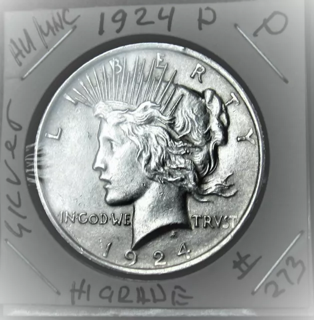 1924 Peace Dollar Silver AU/UNC HI GRADE ⭐273⭐V3⭐ 2