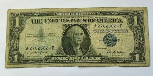 1957 $1 Dollar Bill Silver Certificate Blue Seal Note U.s Currency