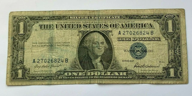 1957 $1 Dollar Bill Silver Certificate Blue Seal Note U.s Currency