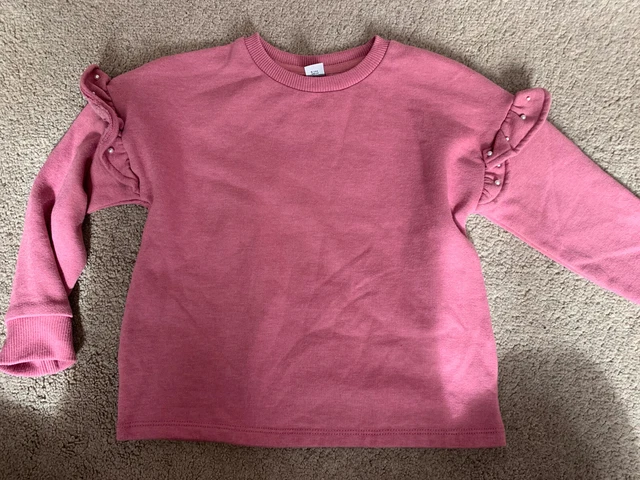 BNWOT TU Pink Ruffle Pearl Swearshirt Jumper Top 5 Years