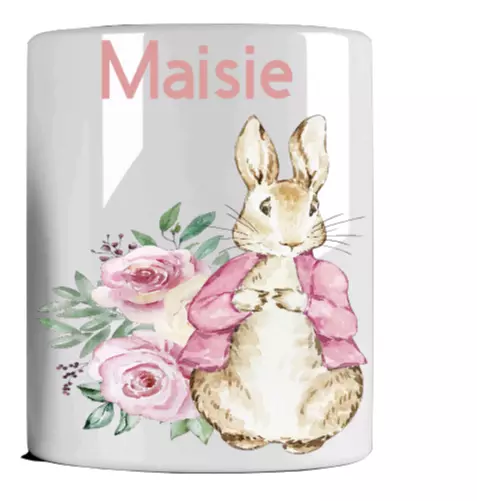 Childrens Girls Money Box Peter Rabbit Flopsy Personalised Piggy Bank Savings