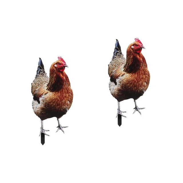 2pcs rooster garden statues Outdoor Chicken Yard Schild Hof Hühnchen Einsatz Hü