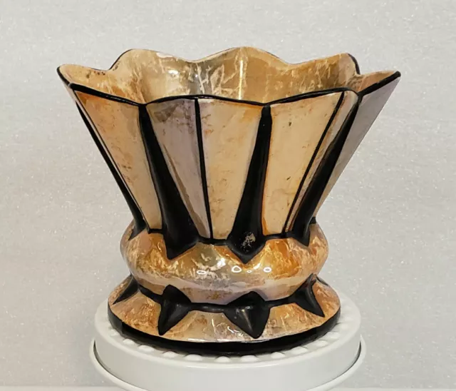 (Ditmar Urbach?) Ceramic Vase Art Deco Iridescent Hand Painted Unmarked