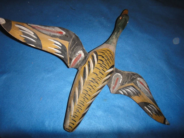 CANARD SCULPTE EN Bois Peint Ancien, Leurre, Appelant De Chasse, Art