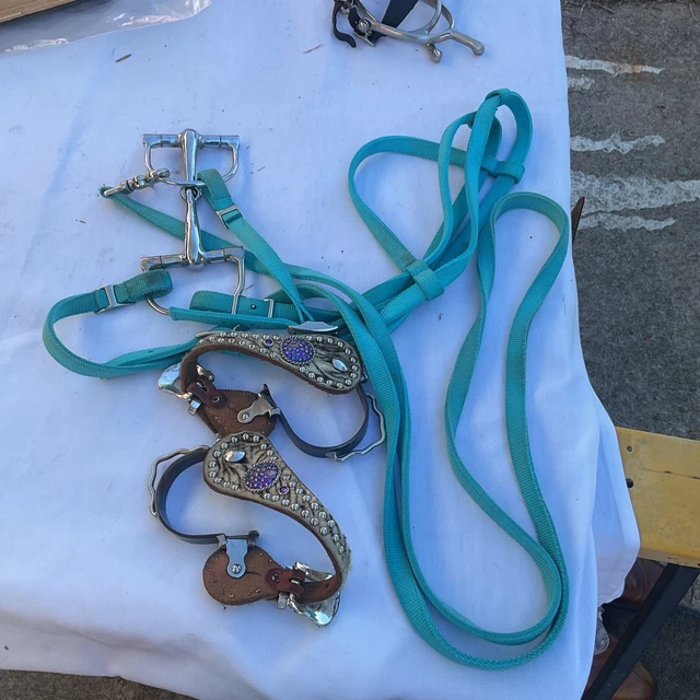 Rodeo Spurs Bridle Lot Barrel Racing Horse Riding Tack Gear Cowboy Cowgirl Gear