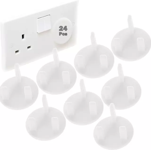 24 Baby Child Safety Plug Socket Covers Protector Guard Mains Electric Insert UK