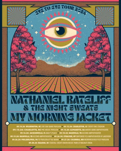 My Morning Jacket and Nathaniel Rateliff Eye To Eye Tour 2024 Poster