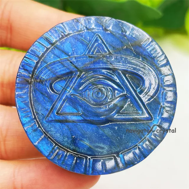 2" Natural Labradorite Hand Carved The Eyes Skull Quartz Crystal Healing Reiki