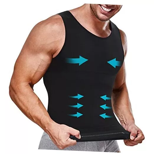 MEN COMPRESSION SHIRTS Slimming Body Shaper Vest Workout Tank Top Small ...