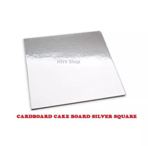 Cardboard Cake Board Silver Square 10" 11" 12" 13" 14" 15" 16" inch Single