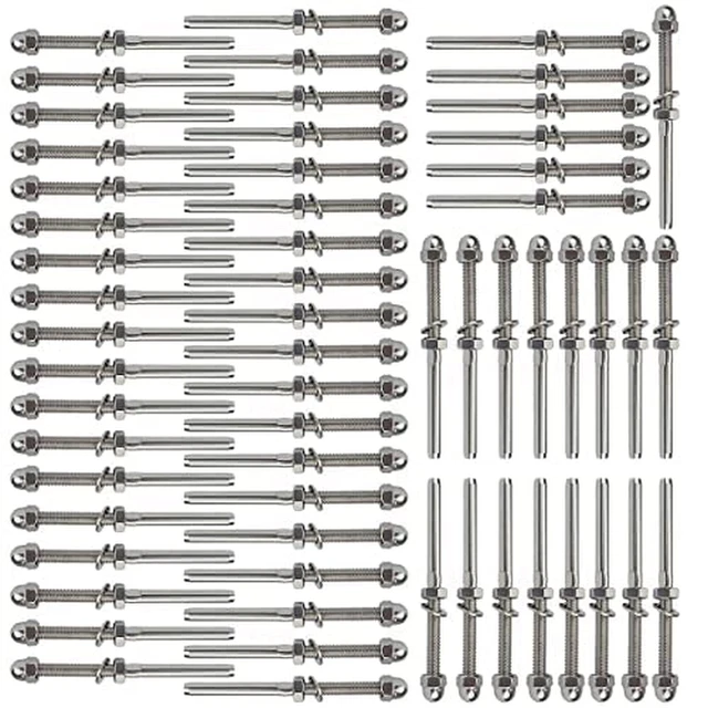 60Pack Hand Swage Threaded Stud Tensioner 1/8" Cable Railing Kit End Fitting Ter