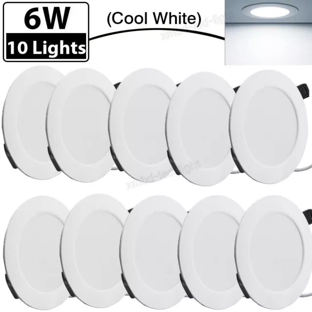 10 X 6W LED Panel Light Cool White Recessed Round Ceiling Lamp Kitchen Fixtures