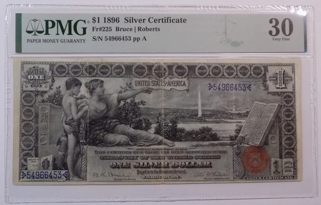 1896 $1 Educational Silver Certificate PMG VF 30