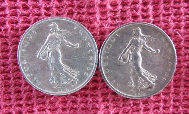 Ancienne pièce de 5 Francs argent  semeuse 1960 ( lot de 2 )