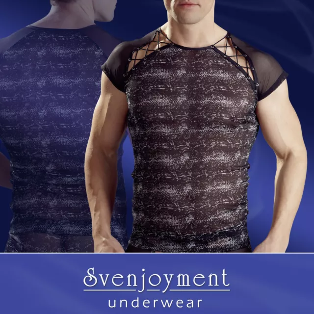 Svenjoyment Muskelshirt Hemd T-Shirt Elastisch Figur betont Reptil-Look in S-XL