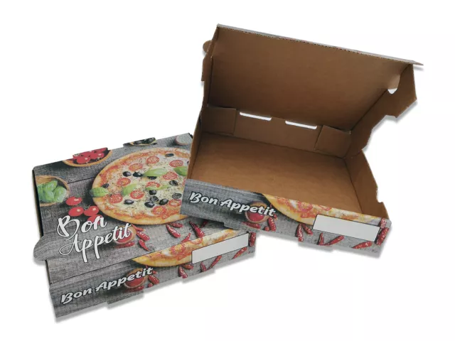 100 Stück Pizza-Karton Modell "New York" alle Größen - Kraftpapier - innen braun