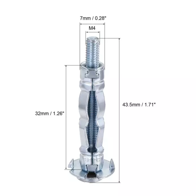 M4x32mm Hueco Unidad Pared Perno Tornillos Zinc Chapado Acero para Yeso 20pzs 2