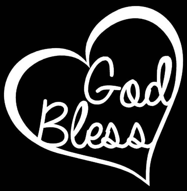 GOD BLESS HEART Vinyl Decal Sticker Car Window Wall Bumper Love Jesus Bible